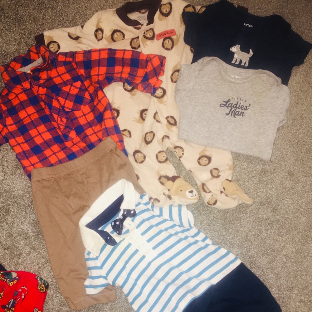 0-3 months short and long sleeve onesies footie pj